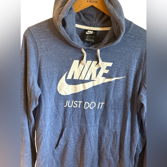 Nike Hoodie Size Large Heathered Blue Lightweight Kangaroo Pocket Long Sleeve - Picture 3 of 10